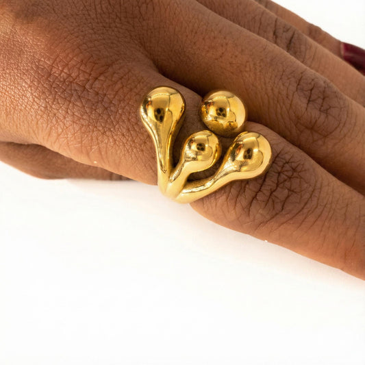 GOLD SCULPTURAL STATEMENT RING