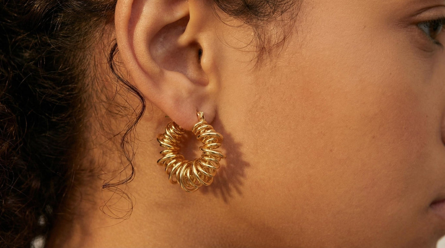 GOLD SPIRAL HOOP EARRINGS