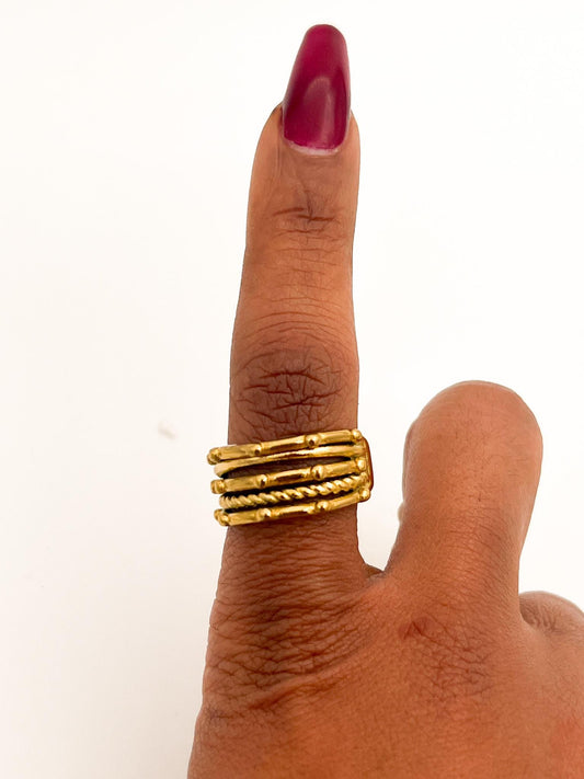 GOLD CHUNKY BAND RING - MoreExtra