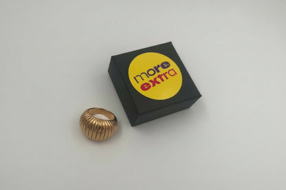 GOLD RIBBED DOME STATEMENT RING