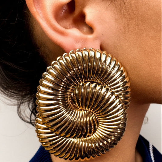 GOLD GEOMETRIC STATEMENT EARRINGS
